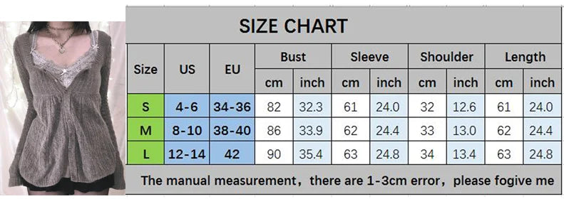 2000s Vintage Long Sleeve Babydoll Knitted Sweater Tops Cottage Milkmaid Pullovers Aesthetic Grunge Y2k Knitwear T-shirts Women