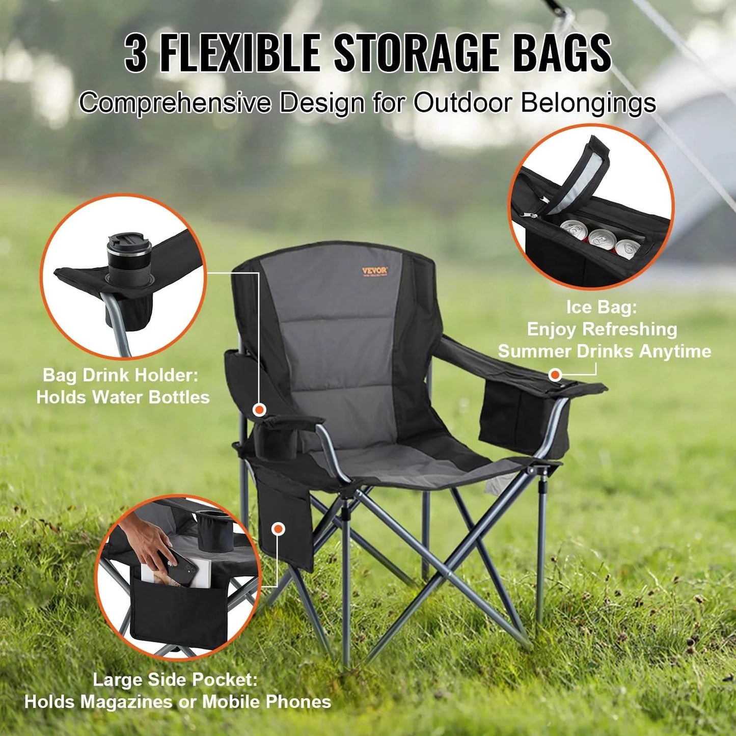 SucceBuy Outdoor Camping Chair 350lbs High Load Ultralight Folding Chair Portable Beach Hiking Picnic Travel Seat Fishing Tool