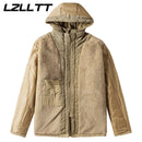 LZLLTT Men Winter Warm Parkas Mens Fleece  Jacket Parkas Men Casual Cotton Outdoor Fur Trench Padded Jackets Coats