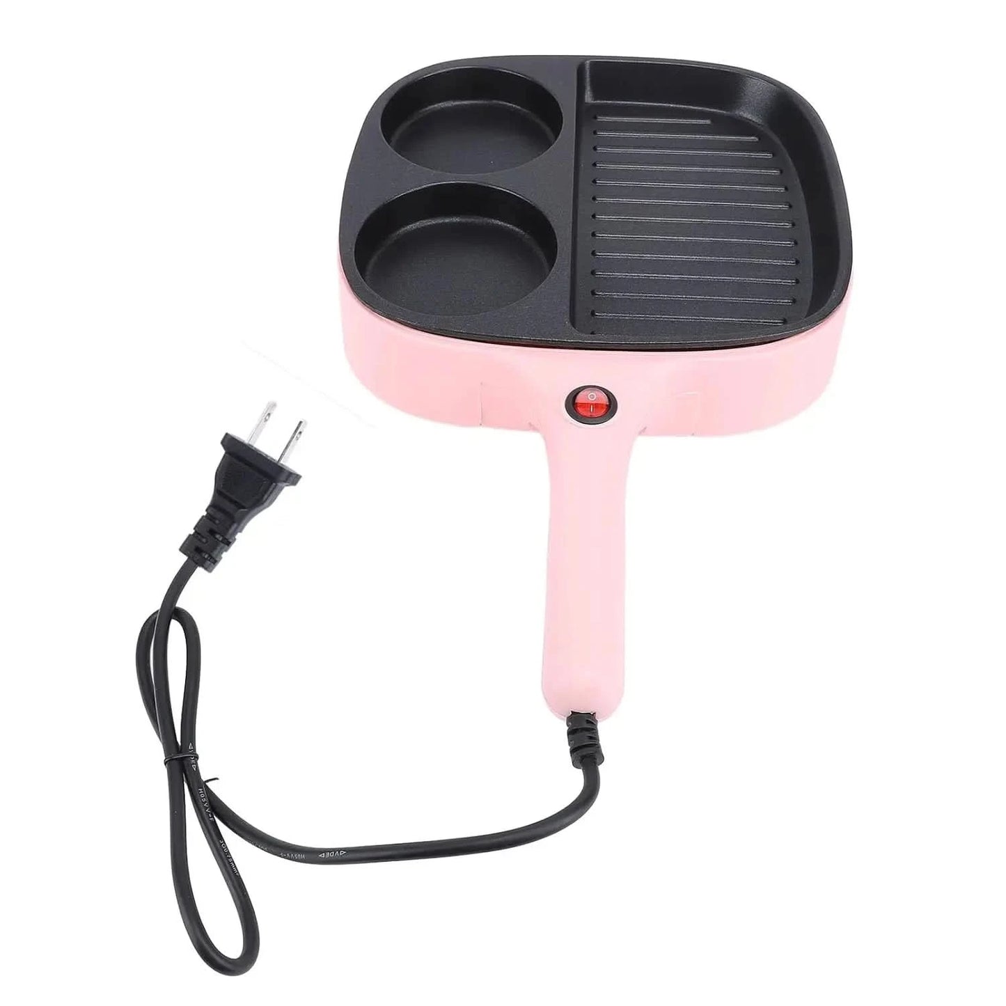 Electric Breakfast Sandwich Maker Nonstick Egg Pan Divided Grill Burger Machine Pink for Kitchen (US Plug 110V) - M & M Global