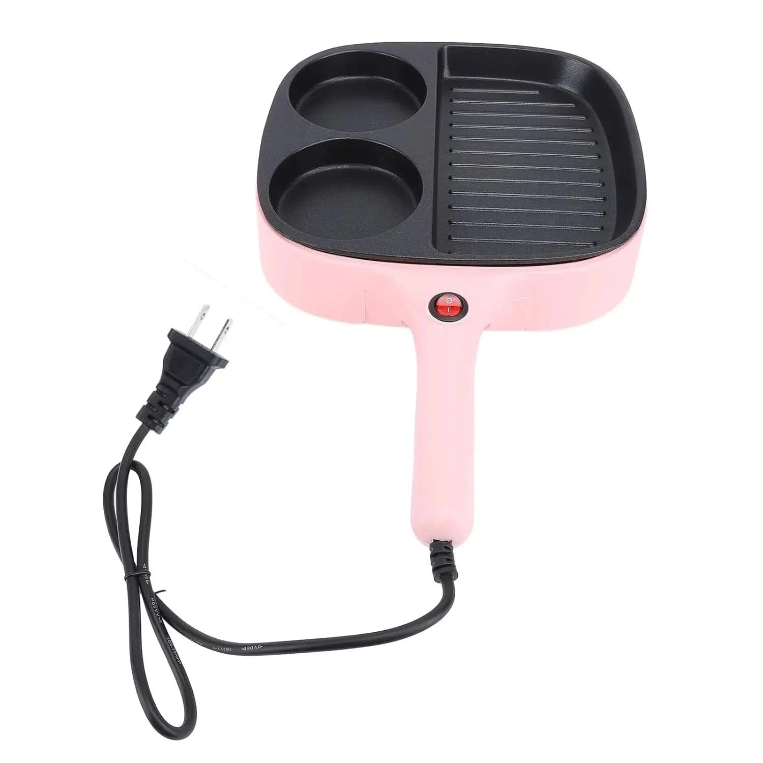 Electric Breakfast Sandwich Maker Nonstick Egg Pan Divided Grill Burger Machine Pink for Kitchen (US Plug 110V) - M & M Global