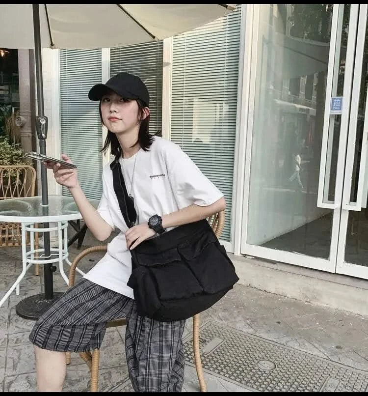 Women Vintage Handbag Canvas Teenager Shoulder Tote Bags Messenger Bags Ladies Casual Handbag Crossbody Purse - M & M Global