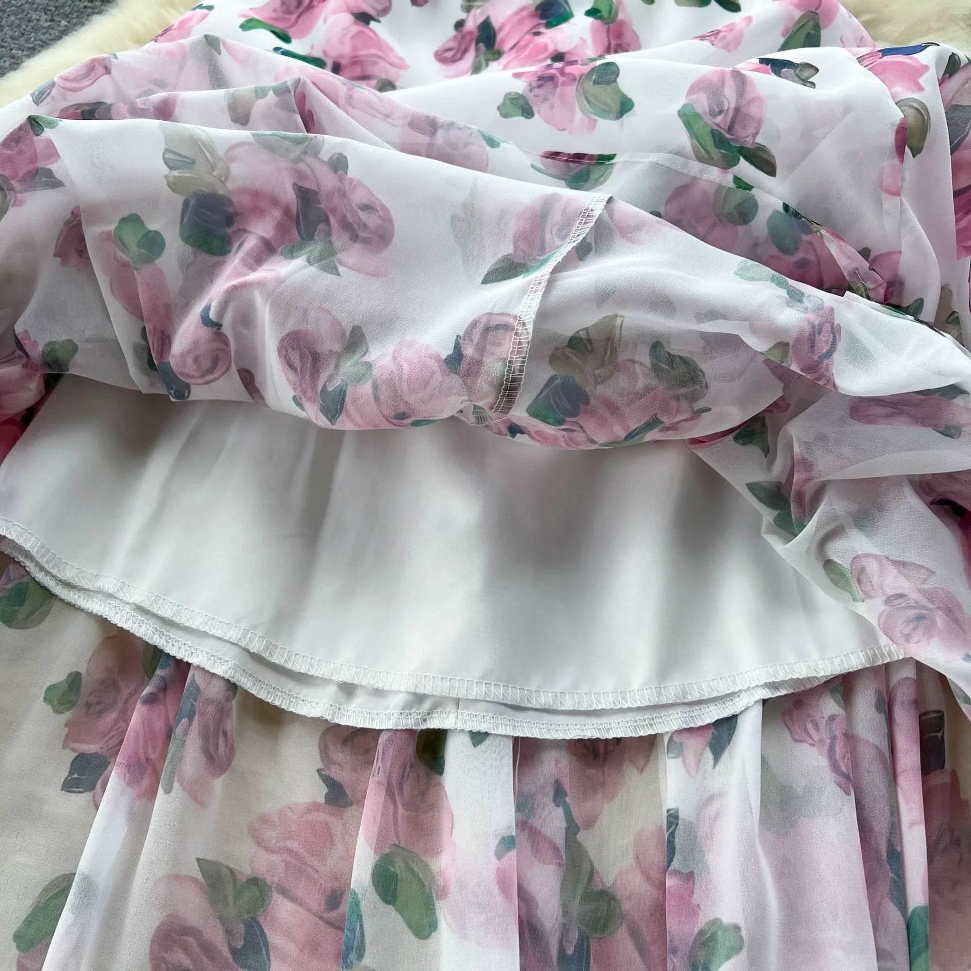 SINGREINY Beach Vacation Floral Print Dress Women Backless Lace Up Cross Bandage Ruched Korean Hotsweet Fashion Party Long Dress - M & M Global