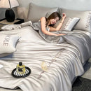 Simple Solid Color Embroidery Washed Ice Silk Single Summer Quilt - M & M Global