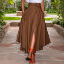 ZANZEA 2024 Summer Women Party Split Sundress Stylish Irregular Skirts High Waist Maxi Vestidos Solid Robe Saia Holiday Faldas