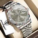 POEDAGAR Fashion High Quality Men Clock Waterproof Date Week Watch For Man Stainless Steel Luxury Quartz Men's Watches Reloj+Box