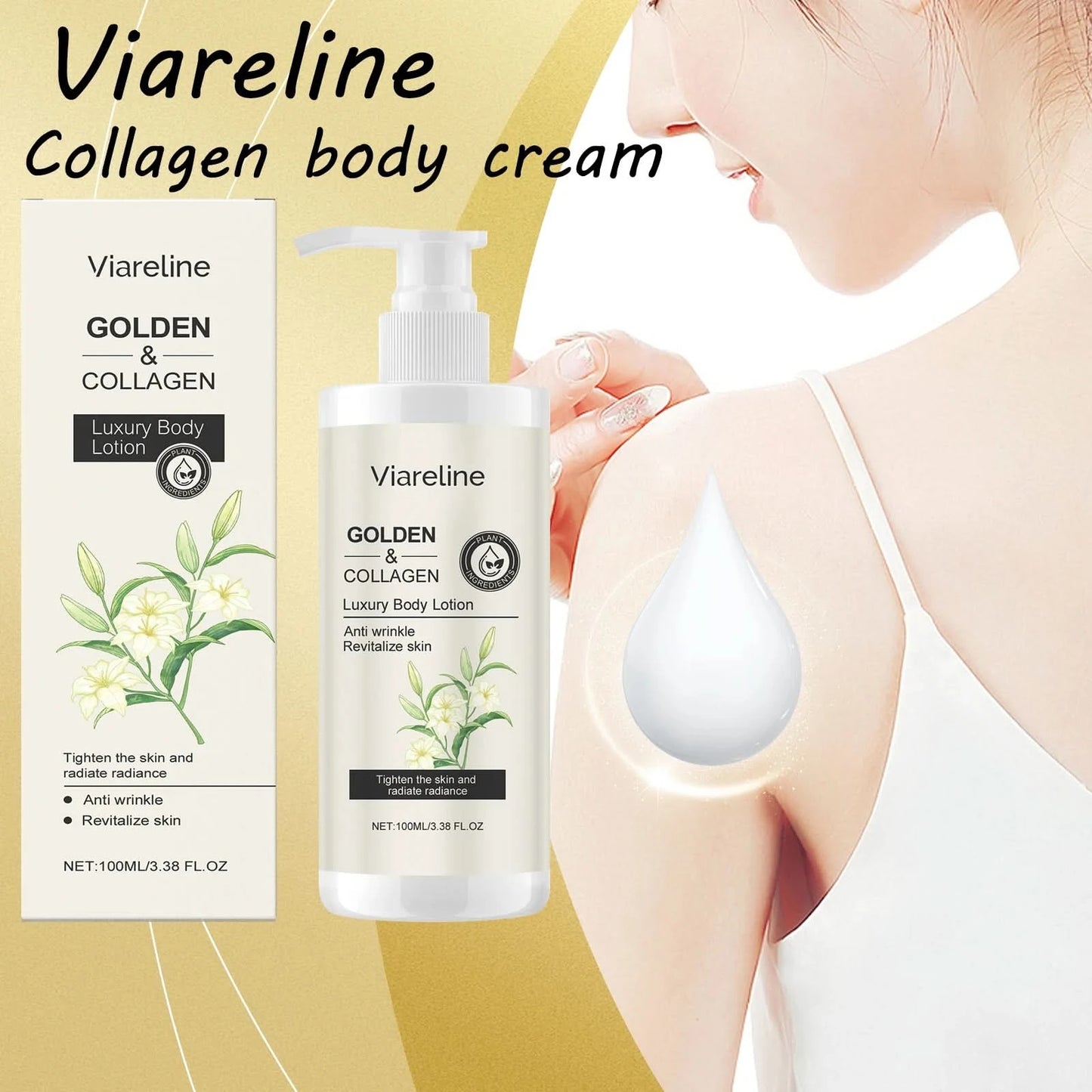 Viareline Collagen Body Lotion Floral Scent Moisturizing Improve Skin Smoothness Non-greasy Anti-wrinkle Luxury Body Cream - M & M Global