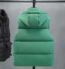 Men's Hooded Vest Winter Zipper Warm Stand Collar Waistcoat Men Cotton Padded Sleeveless Jackets with Big Pockets 2025