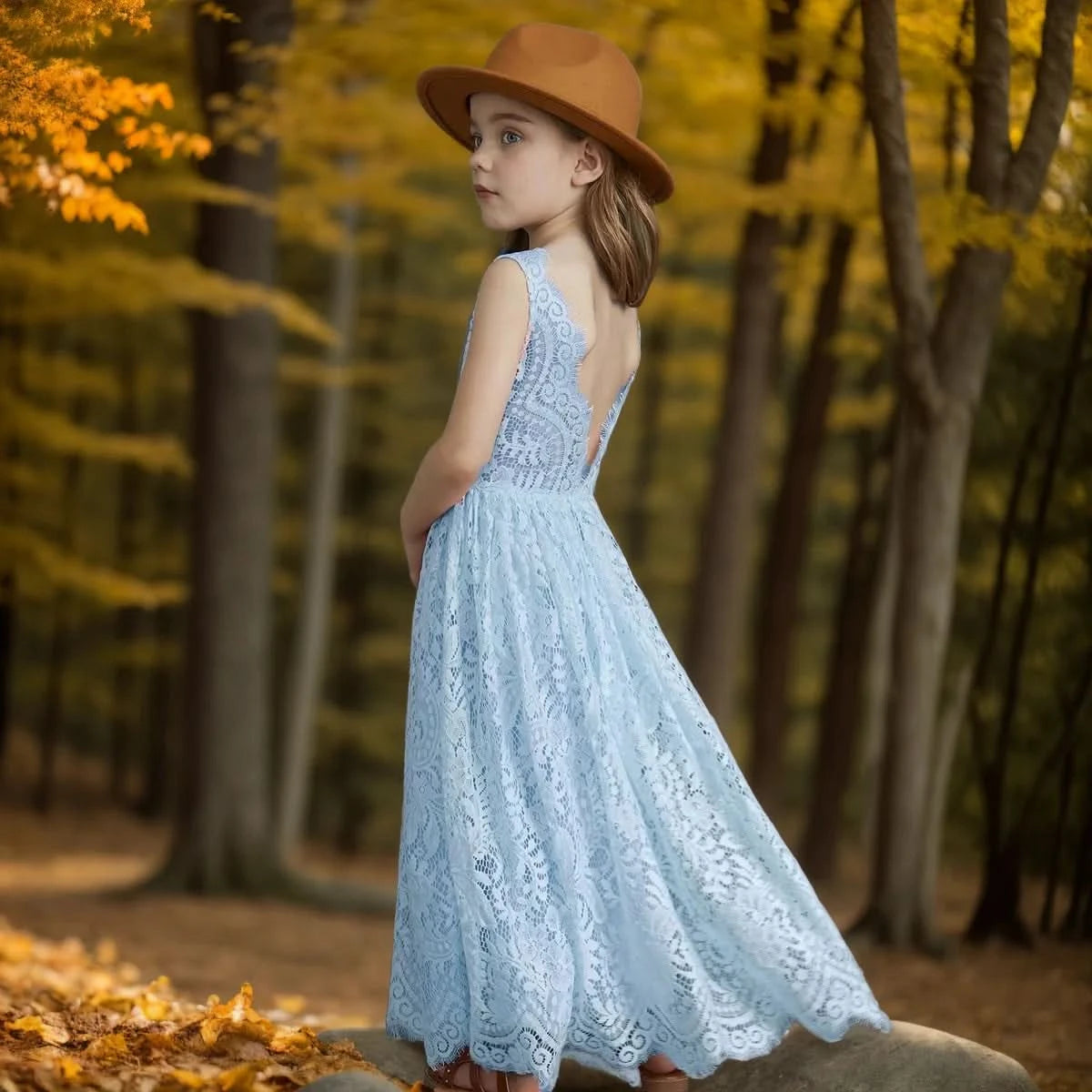 Plus Size Princess Girls Cotton Lace Party Long Dress Baby Kids Flower Girl Wedding Birthday Children Clothing 2 4  6 8 10 12 14 - M & M Global