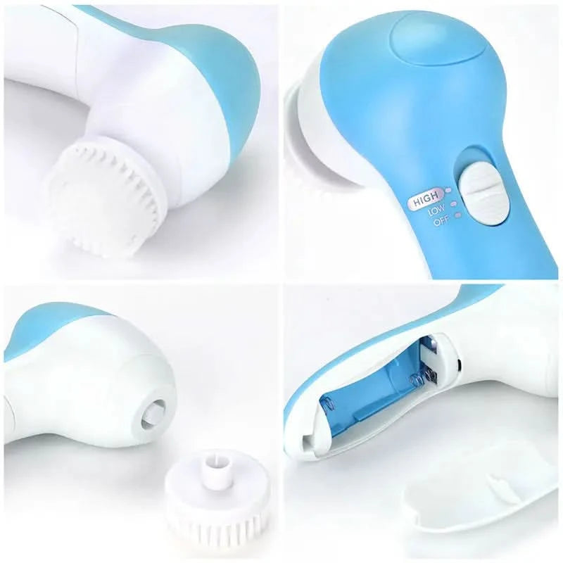Electric Facial Cleaner 5 IN 1 Face Cleansing Brush Wash Machine Spa Skin Care Massager Blackhead Cleaning Facial Cleanser Tools - M & M Global