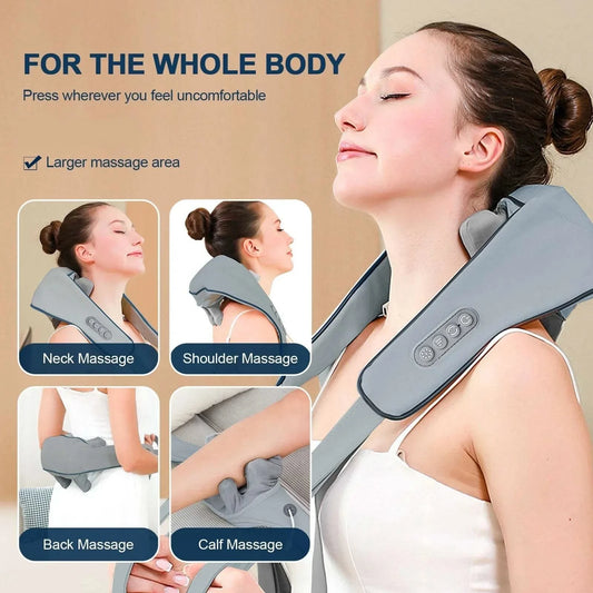 20W Wireless Trapezius Massager Neck And Shoulder Kneading Massager Neck And Back Massager Shawl Neck Cervical masajeador - M & M Global