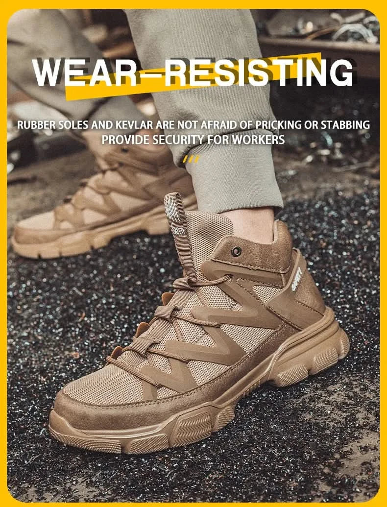 Composite Toe Work Boots Mens Puncture-Proof Midsole Non-Slip Breathable & Comfort Fit for Warehouse Use Anti-smash Work Boots