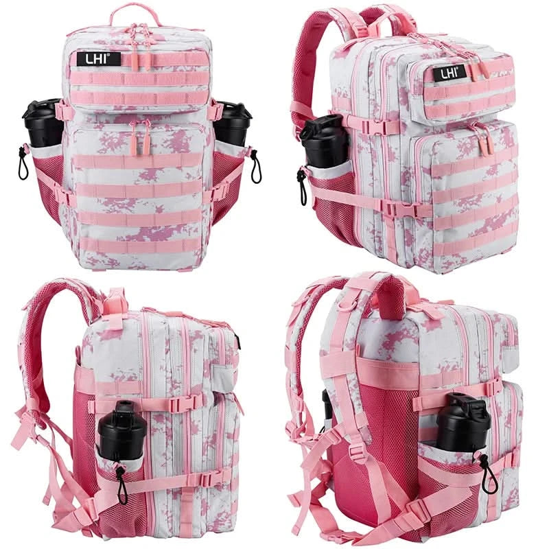 LHI 45L Tactical Backpack Waterproof Tie-Dye Sports Travel Daily Gym Rucksacks Weekend Overnight Daypack With Bottle holder - M & M Global