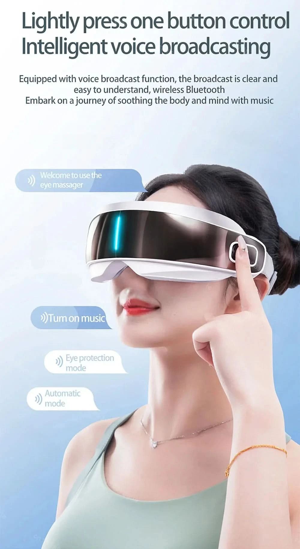 Steam Eye Massager Warm Spa Eye Steamer Acupressure Therapy Kneading Massage Eyes Bluetooth Relieve Eye Fatigue Massage Relax - M & M Global