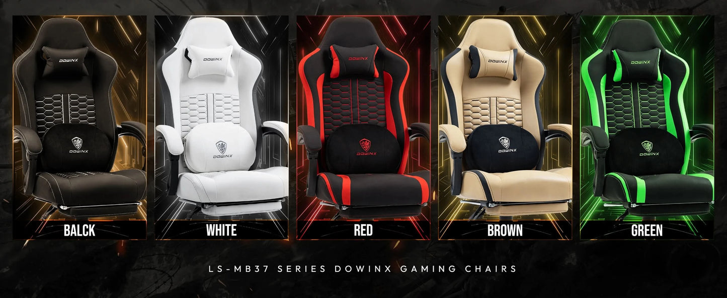 Dowinx Gaming Chair with Heated Massage Lumbar Support, Ergonomic Gaming Computer Chair with Pocket Spring Cushion and Footrest