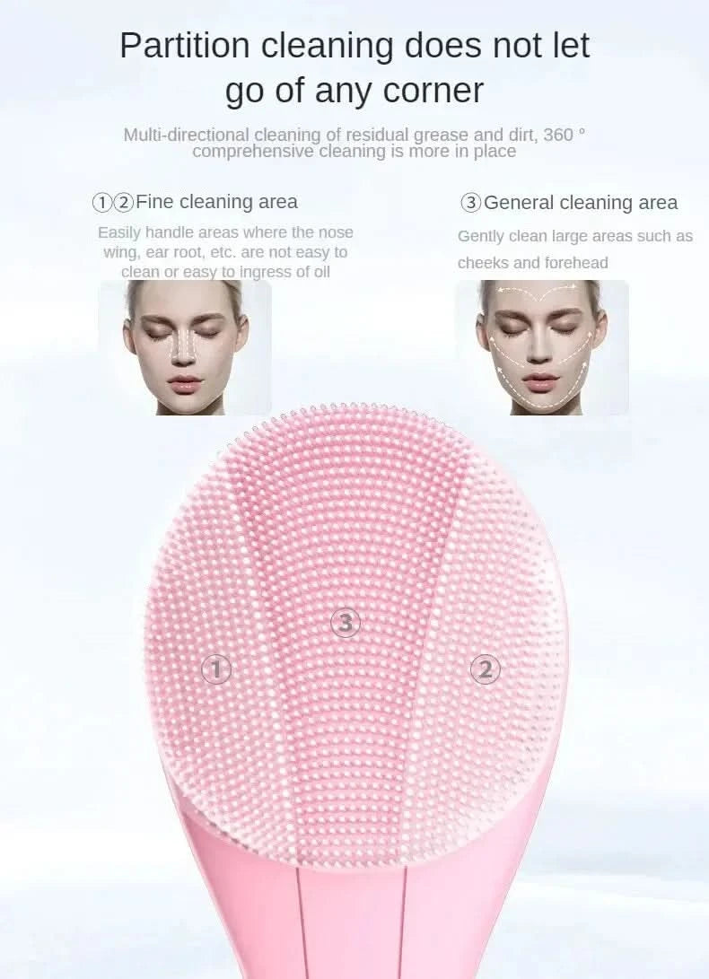 Electric Facial Cleansing Brush Deep Pore Cleaning Sonic Vibration Waterproof Acne Blackhead Remover Pore Cleaner Silicone - M & M Global