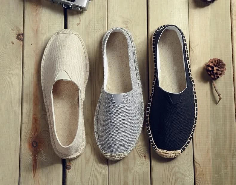 Women Sewing Flax Shoes Slip on Loafers Casual Shoes Man Espadrilles Hemp Canvas Flat Shoes Plus Size Fisherman Driving Footwear - M & M Global