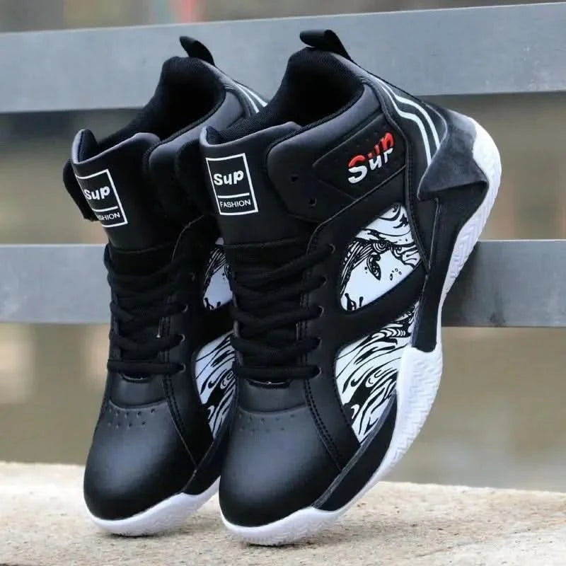 Men's Basketball Shoes Spring New High-Top Casual Shoes Leather Face Sports Shoes Boots 2024 New Imported War Boots - M & M Global
