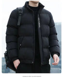 Men's Cotton Jacket Winter Stand Collar Warm Fashionable Trendy Bread Style Coat Regular Fit Male Outerwear Winter Jacket Men