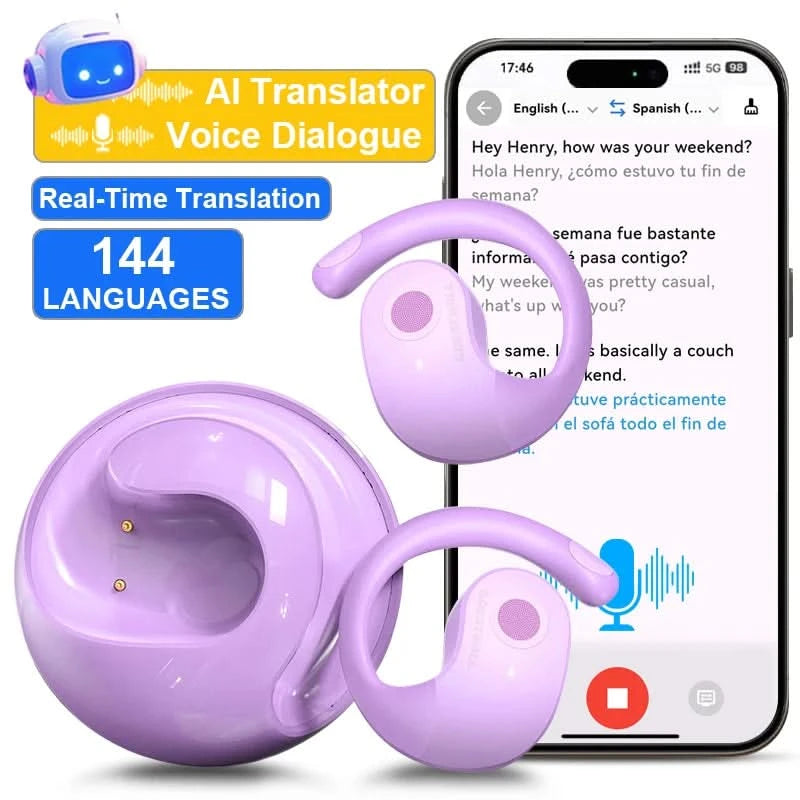 GreatWall AI Real-Time Translation Wireless Bluetooth Earphones Supporting Over 100 Voice Languages Translation Headphones - M & M Global
