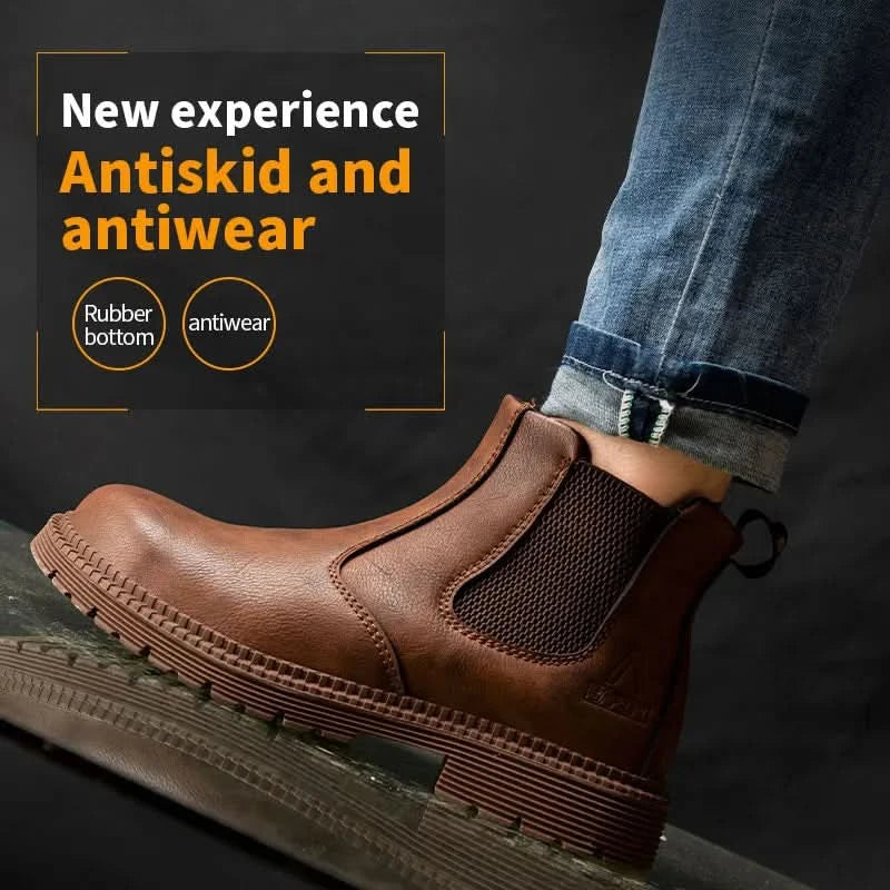 Industrial-Grade Steel Toe Boots Metatarsal Guard Triple Protection Men Work Boots Waterproof Construction Work Shoes Anti-smash