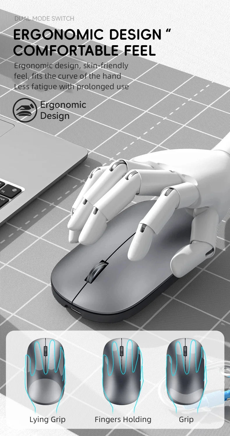 Xiaomi Silent Dual-mode Wireless Mouse Type-C Charging 2.4g Dpi Adjustable Rechargeable Ergonomic Morandi Portable Office Mouse