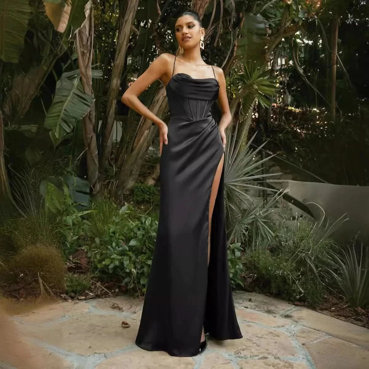 Sexy Green Long Dress Halter Split Dress Party Party Christmas Halloween Evening Dress - M & M Global