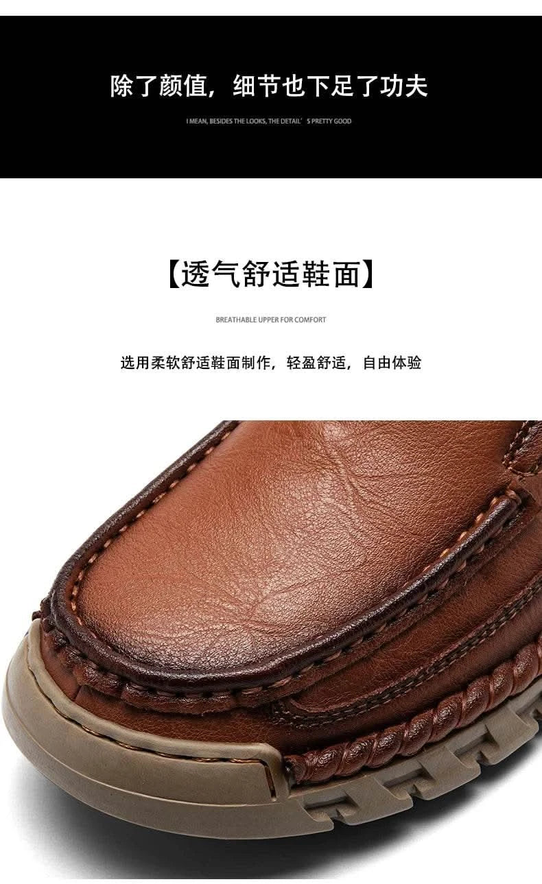 2024 Retro Loafer Genuine Split Leather Classic Shoes Sewing Comfortable Men Casual Slip-on Club Party Shoe Spring Summer - M & M Global