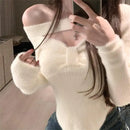 2025 Spring Elegant Pullover Women Casual Solid Korean Style Long Sleeve Knitted Sweater Sweet Soft Sweater Female Y2K Crop Tops
