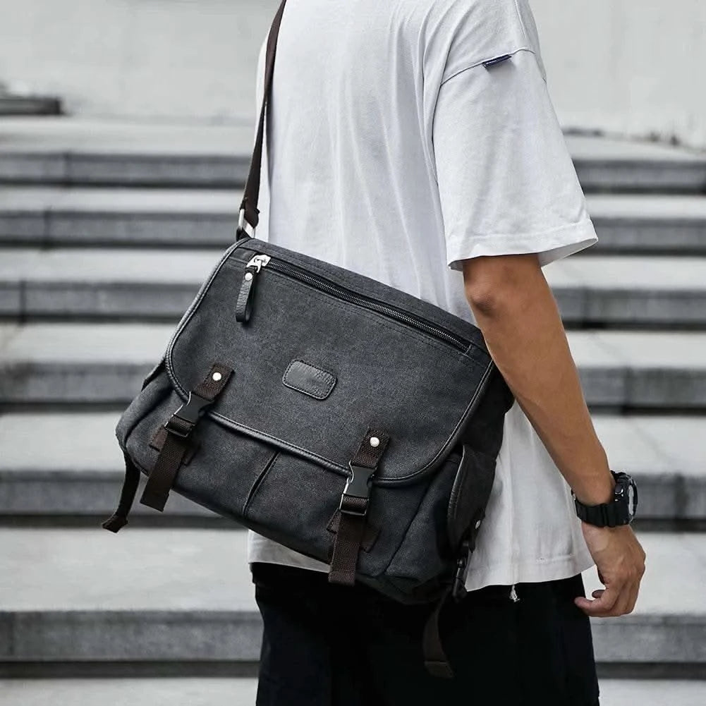 Classic Men Shoulder Bag Men's New Canvas Messenger Bag Outdoor Leisure Travel Multi Pockets Satchel Handbags Men's Designer Bag - M & M Global