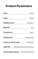 Choice Philips TAT2169 InEar Wireless Bluetooth 5.4 Earphones 3D Stereo Sound Waterproof Earbuds Game Sport Headset with Mic - M & M Global