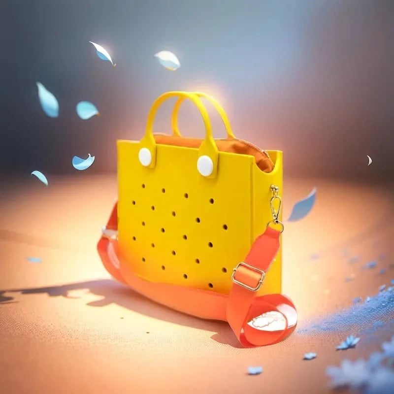 The orange guy Purple Women Fashion New EVA Punched Handbag Casual Waterproof Travel Tote Bag Fit Charms Outdoor Beach Bags - M & M Global