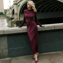 Tossy Fashion Autumn Pleated Long Dress Female High Waist Slim Bandage Solid Elegant Commute Clothes Ladies Y2k Maxi Dress 2024 - M & M Global