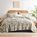 7Pcs Leaf Printing Comforter Set for Queen, warm khaki, soft , comfortable,room decoration,ideal gift, universal for all seasons