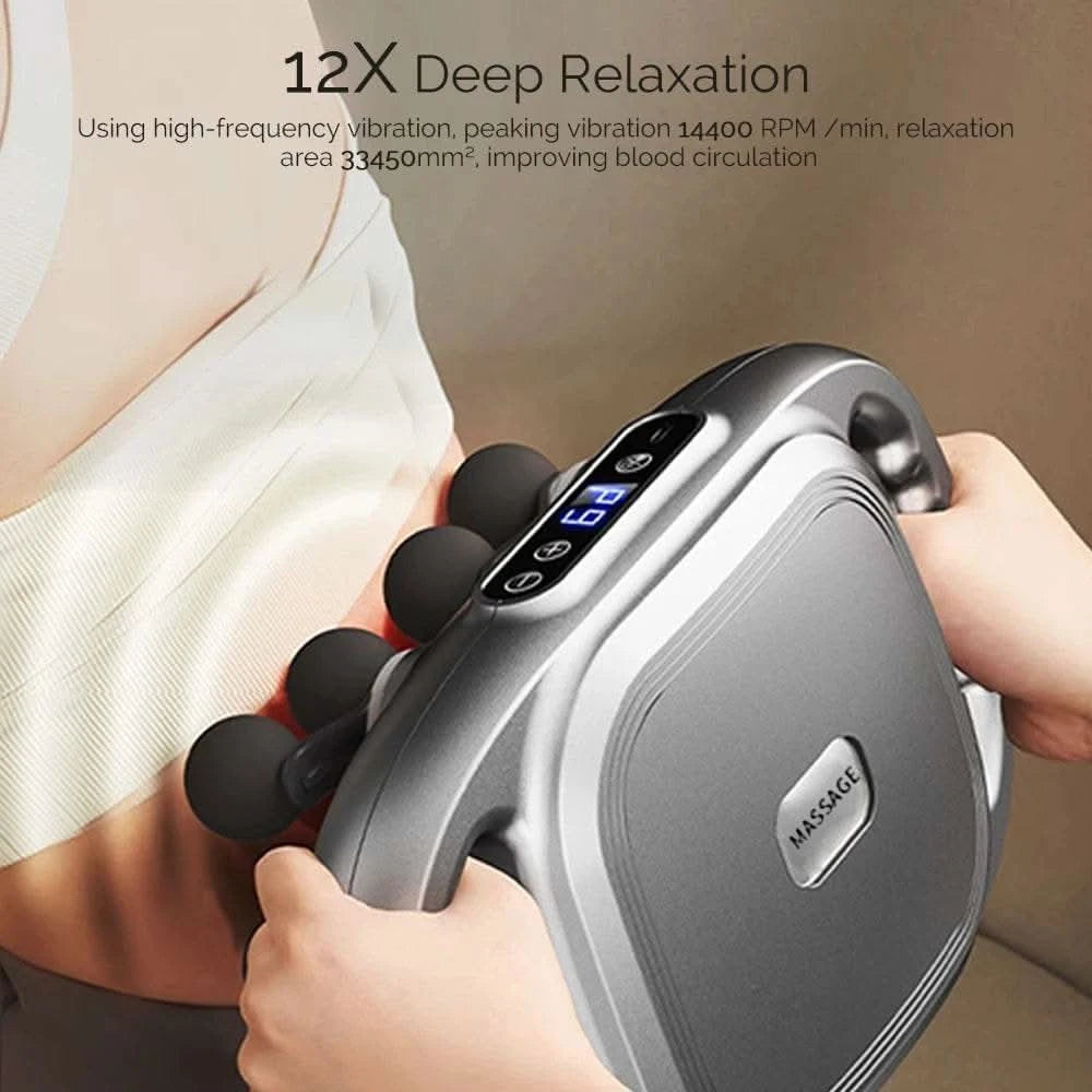 12 Massage Heads Massage Gun Deep Tissue Muscle Wireless High Frequency Vibration Masajeador Body Back Leg Neck Massager - M & M Global