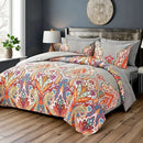 3-Piece King Comforter Set, Gray Rainbow Floral Pattern, Lightweight Microfiber, Reversible Design, Hotel Luxury Bedding, Machin