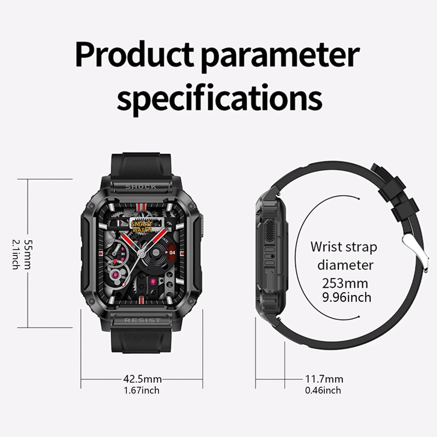 Smart watch with full touch screen, call, message reminder and other functions, compatible with iPhone/Android phones