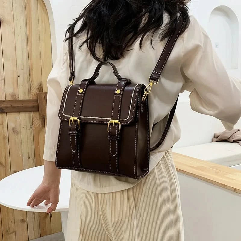 Vintage women messenger bags pu leather female shoulder bag small ladies Totes 2024 new Multifunction schoolbag bagpack handbag - M & M Global