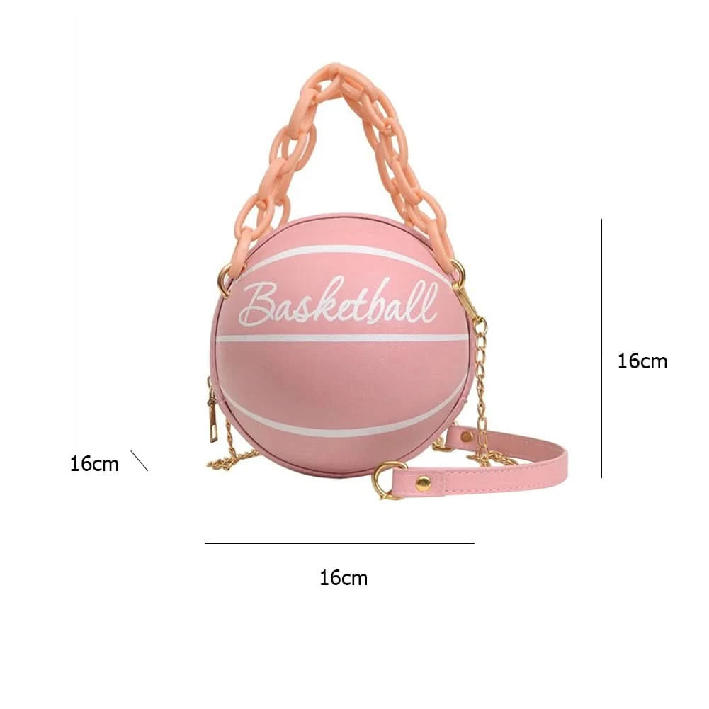 Fashion Chic Women Ball Handbag Round Basketball Football Shape Party Dress Faux Leather Crossbody Girls Coin Purse Shoulder Bag - M & M Global