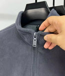 Men's Fleece Hoodie Autumn Winter Thicken Standing Collar Zipper Cardigan Jacket Simple Fashion Street Warm Outerwear Tops