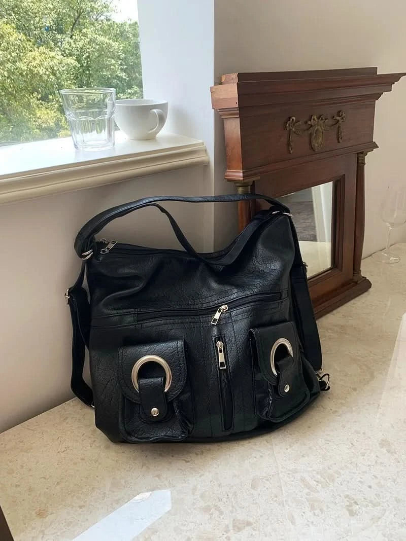 Vintage Women's Bag Leather Multifunctional Shoulder Bag Fashion Ladies Backpack Waterproof Wearable Square Backpacks - M & M Global