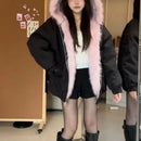 Y2K pilot double-sided jacket American hip-hop fashion antler street retro fur jacket men and women loose bulk jacket