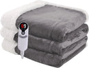 Full Size Electric Heated Blanket with Auto Shut-Off, 6 Heat Settings, Machine Washable in Light Grey
