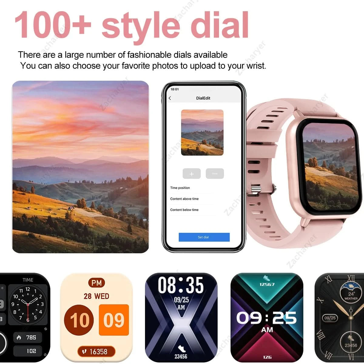 Hot Smart watch, multi-sport mode, call reminder, message reminder, custom wallpaper, compatible with iPhone/Android