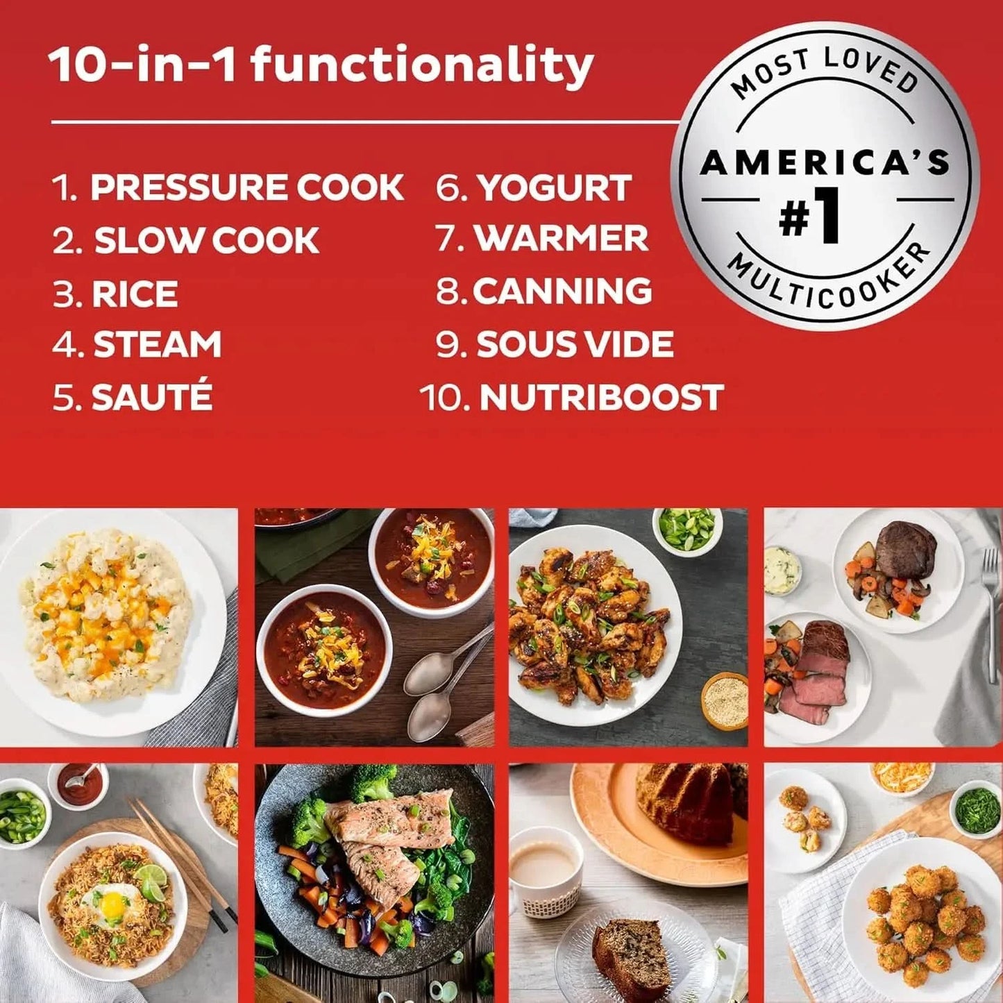 PRO Max Wi-Fi Smart 10-in-1 Pressure Cooker, Steamer, Saute, Warmer, Rice Cooker, Yogurt Maker, Sous Vide, Baker, NutriBoost - I - M & M Global