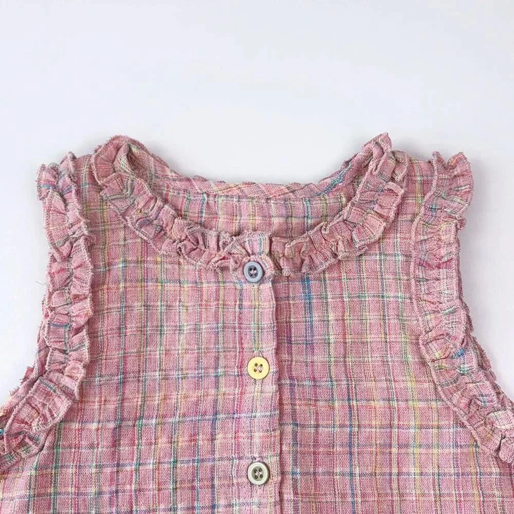 Pink Girl's Summer Two-piece Set with Single Breasted Sleeveless Top and Casual Pants, New Children's Sets Kids Clothes - M & M Global