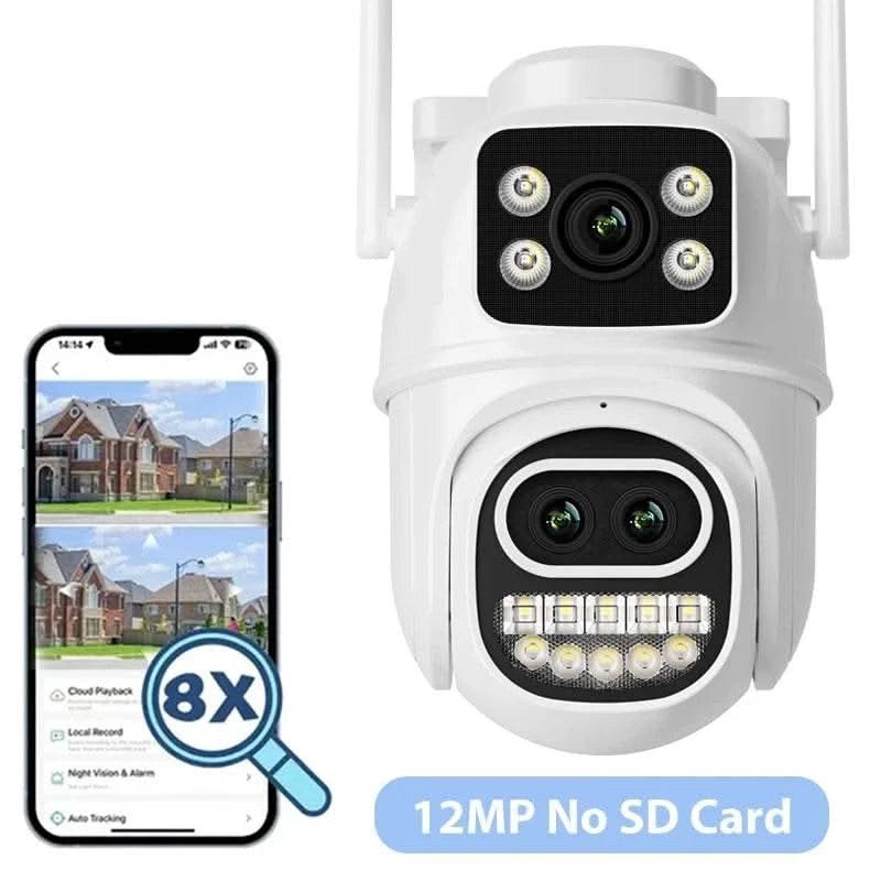 BESDER 6K 12MP Wifi Camera PTZ Dual Screen 8X Digital Zoom AI Auto Tracking Outdoor 8MP CCTV IP Camera Security Protection iCSee - M & M Global