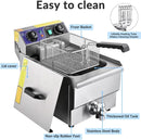 Commercial Electric Deep Fryer 11.7L 1500W Fryer w/Time Control and Oil Filtration Single Removable Basket Stainless Steel Count - M & M Global