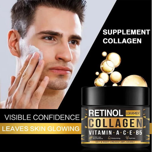 Retinol Collagen Men's Face Cream Skincare Moisturizing Brightening Hydrating Smooth Wrinkles Firming Facial Face Men Skin Care - M & M Global