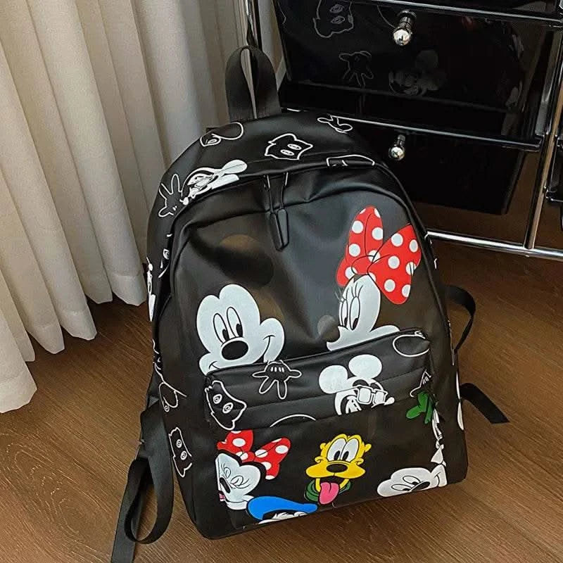 Disney Mickey PU Leather Backpack New Cute Cartoon Laptop Bag Minnie Mouse Large Capacity School Bag for Women Fashion Tote Bag - M & M Global
